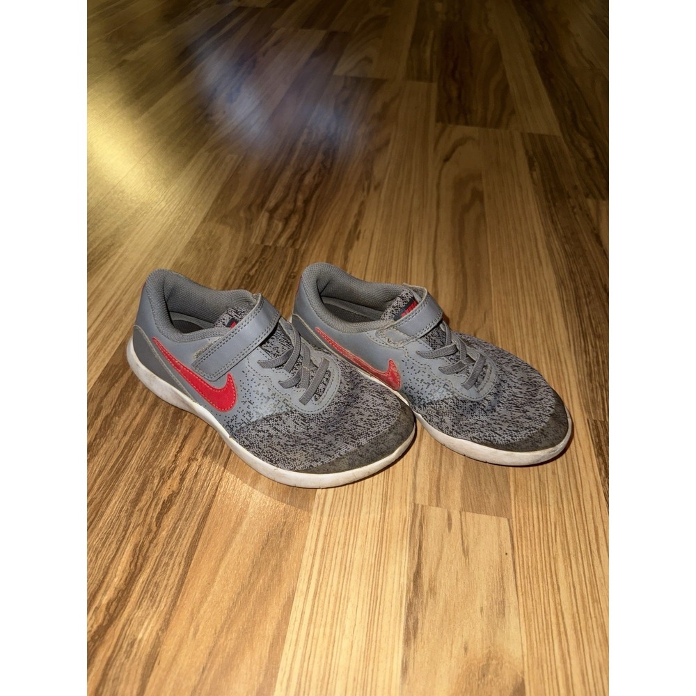 Nike Flex Contact Boys 2.5Y 2.5 Gray Red Tennis Shoes‎ Sneakers